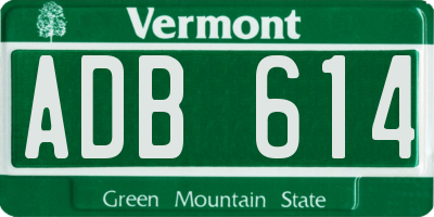 VT license plate ADB614