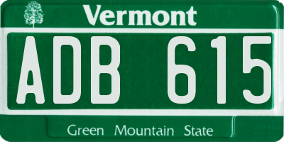 VT license plate ADB615