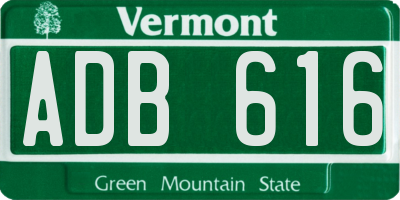 VT license plate ADB616