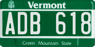 VT license plate ADB618