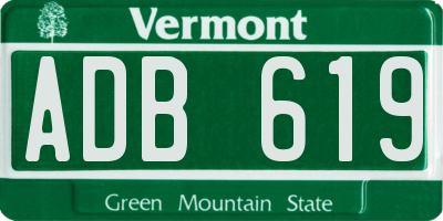 VT license plate ADB619