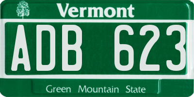 VT license plate ADB623
