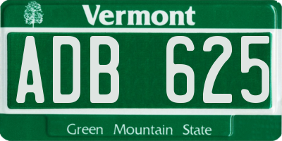 VT license plate ADB625