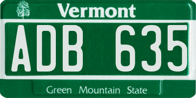 VT license plate ADB635