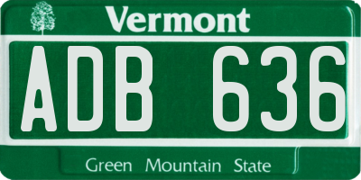 VT license plate ADB636