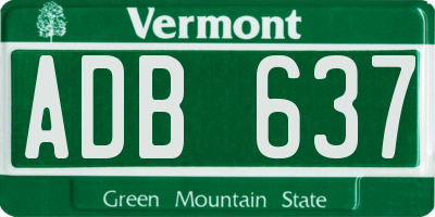VT license plate ADB637