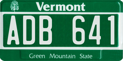 VT license plate ADB641
