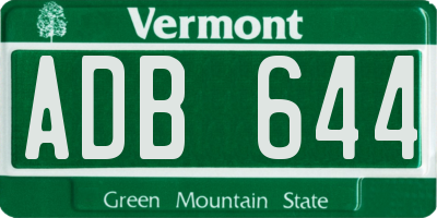 VT license plate ADB644
