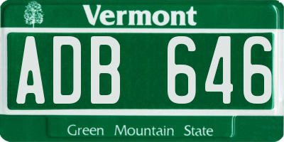 VT license plate ADB646