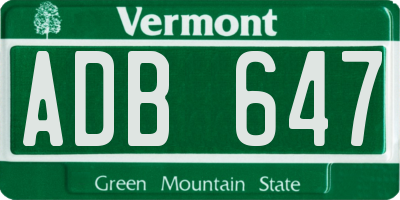 VT license plate ADB647
