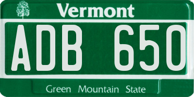 VT license plate ADB650