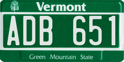 VT license plate ADB651