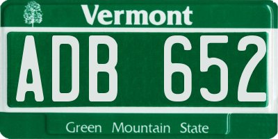 VT license plate ADB652