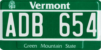 VT license plate ADB654
