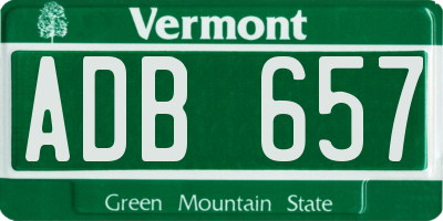 VT license plate ADB657