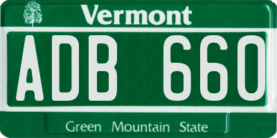 VT license plate ADB660