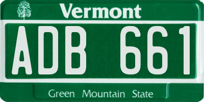 VT license plate ADB661