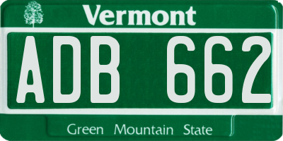VT license plate ADB662