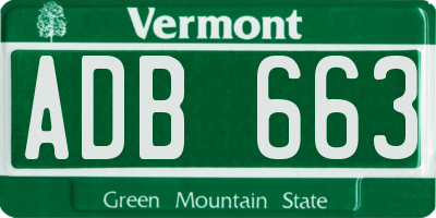 VT license plate ADB663