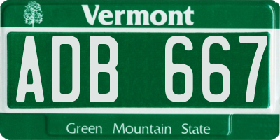 VT license plate ADB667