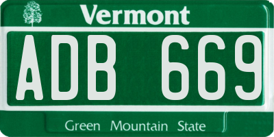 VT license plate ADB669
