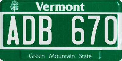 VT license plate ADB670