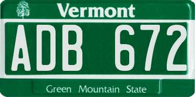 VT license plate ADB672