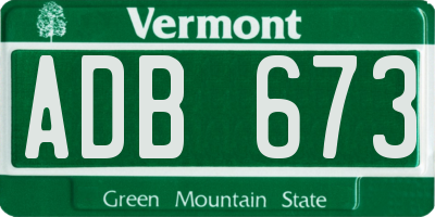 VT license plate ADB673