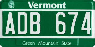 VT license plate ADB674