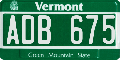 VT license plate ADB675