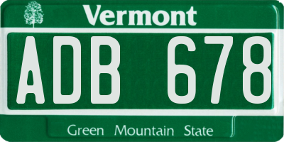 VT license plate ADB678