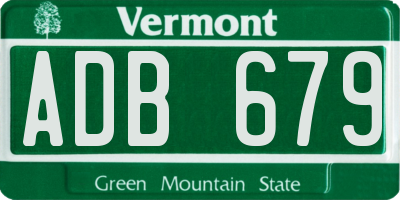 VT license plate ADB679