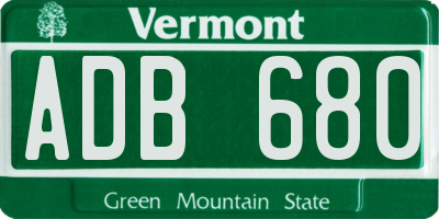 VT license plate ADB680