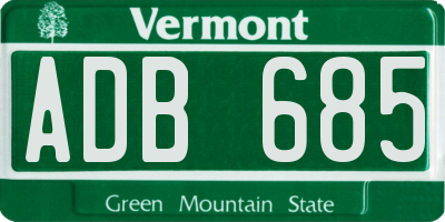 VT license plate ADB685