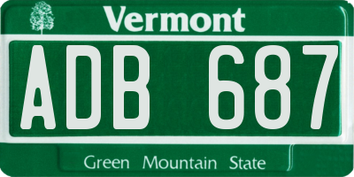 VT license plate ADB687