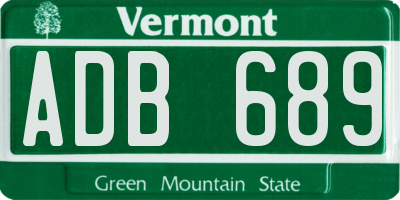 VT license plate ADB689