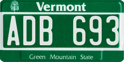 VT license plate ADB693