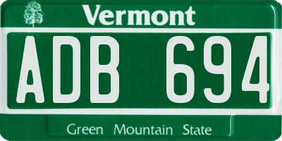 VT license plate ADB694