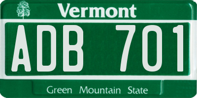 VT license plate ADB701