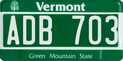 VT license plate ADB703