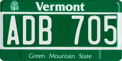 VT license plate ADB705