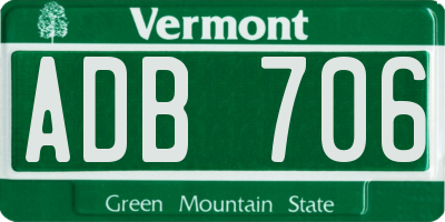 VT license plate ADB706