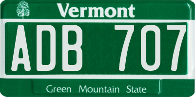 VT license plate ADB707