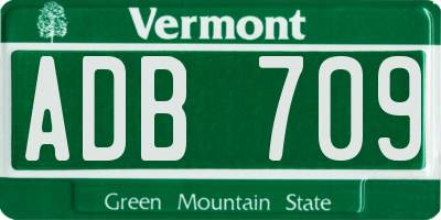VT license plate ADB709