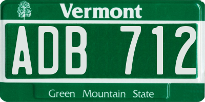 VT license plate ADB712
