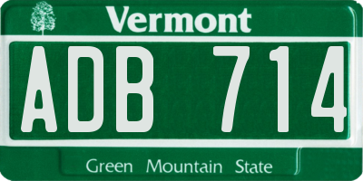 VT license plate ADB714