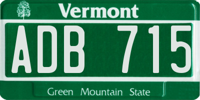 VT license plate ADB715