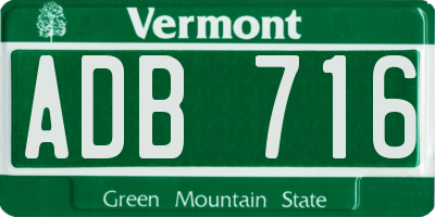 VT license plate ADB716