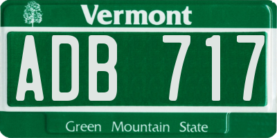 VT license plate ADB717