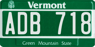 VT license plate ADB718